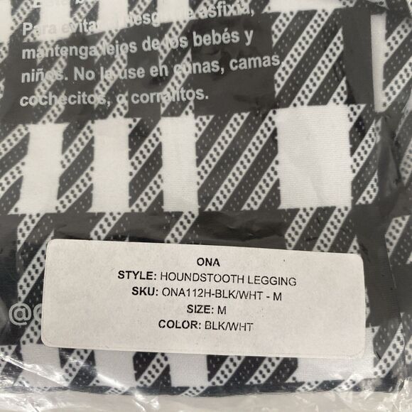 NWT ONA by YOON CHUNG Leggings Houndstooth Black White Active Sport M - Picture 4 of 6